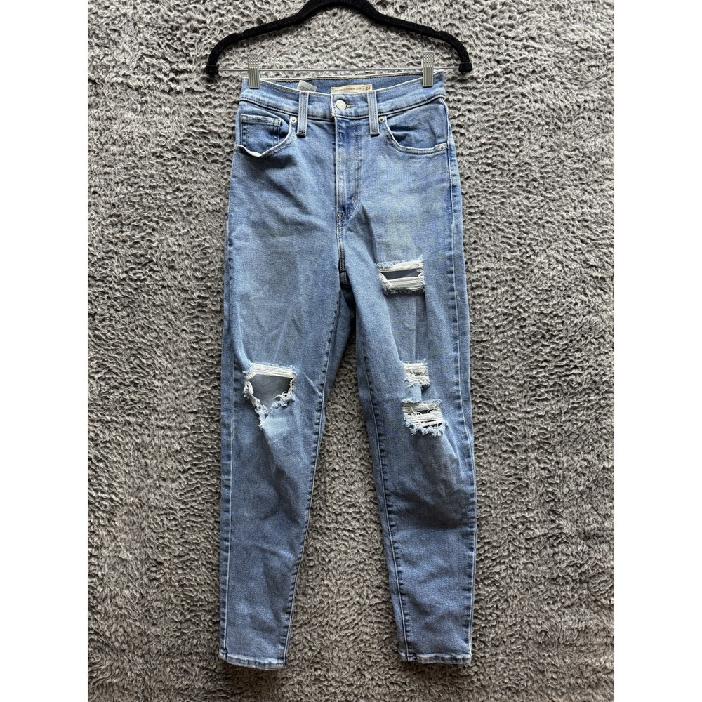 Levis‎ High Waisted Mom Jean Womens 24 Distressed Blue Denim